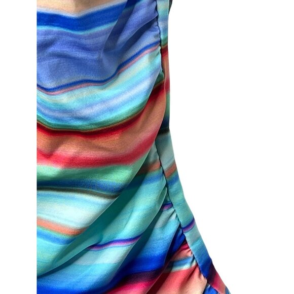 La Blanca Slimming Halter Tankini Top Women’s Size 2 Blue Red Striped - Picture 13 of 13